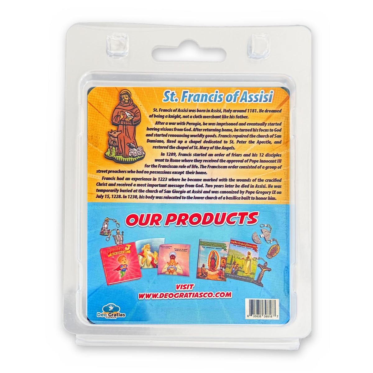 St. Francis of Assisi 128GB flash drive keychain, package back