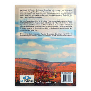 Nuestra Señora de Guadalupe La Novela Gráfica, Spanish hardcover, back cover