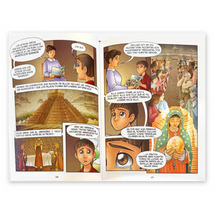 Nuestra Señora de Guadalupe La Novela Gráfica, Spanish hardcover, inside pages 16 and 17