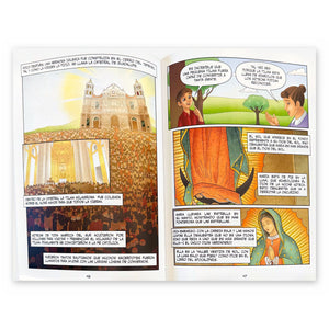 Nuestra Señora de Guadalupe La Novela Gráfica, Spanish hardcover, inside pages 46 and 47